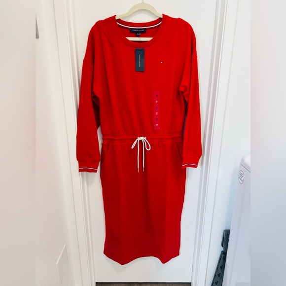 NWT Tommy Hilfinger women sweatshirt red dress - Picture 3 of 16